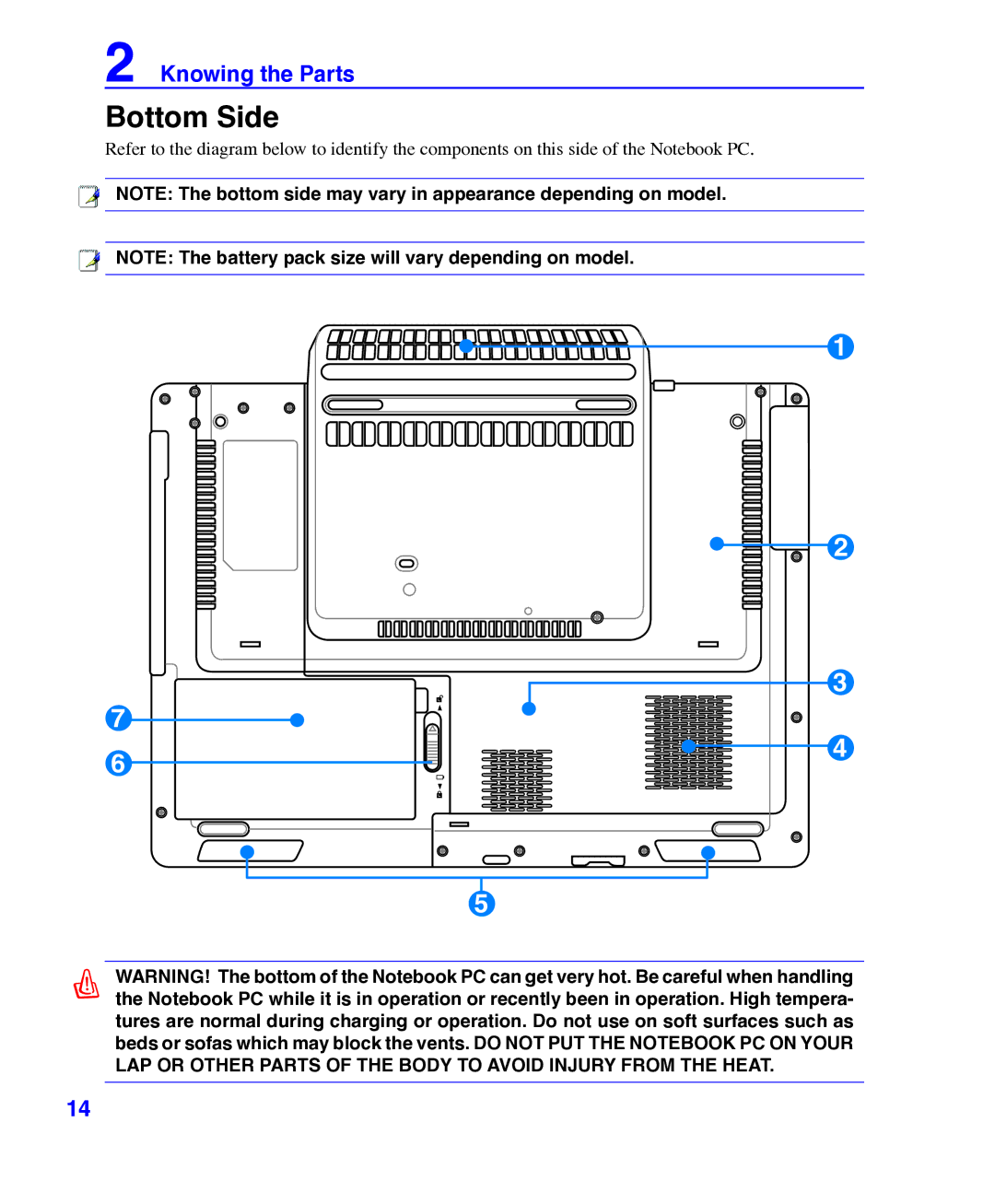 Asus E3101 user manual Bottom Side 