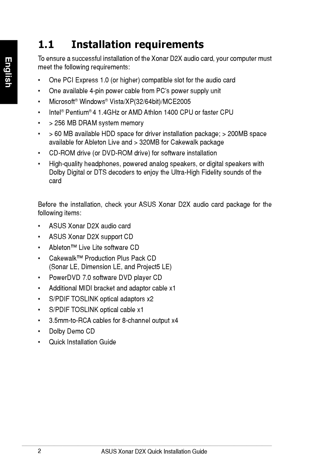 Asus E3360 manual Installation requirements 