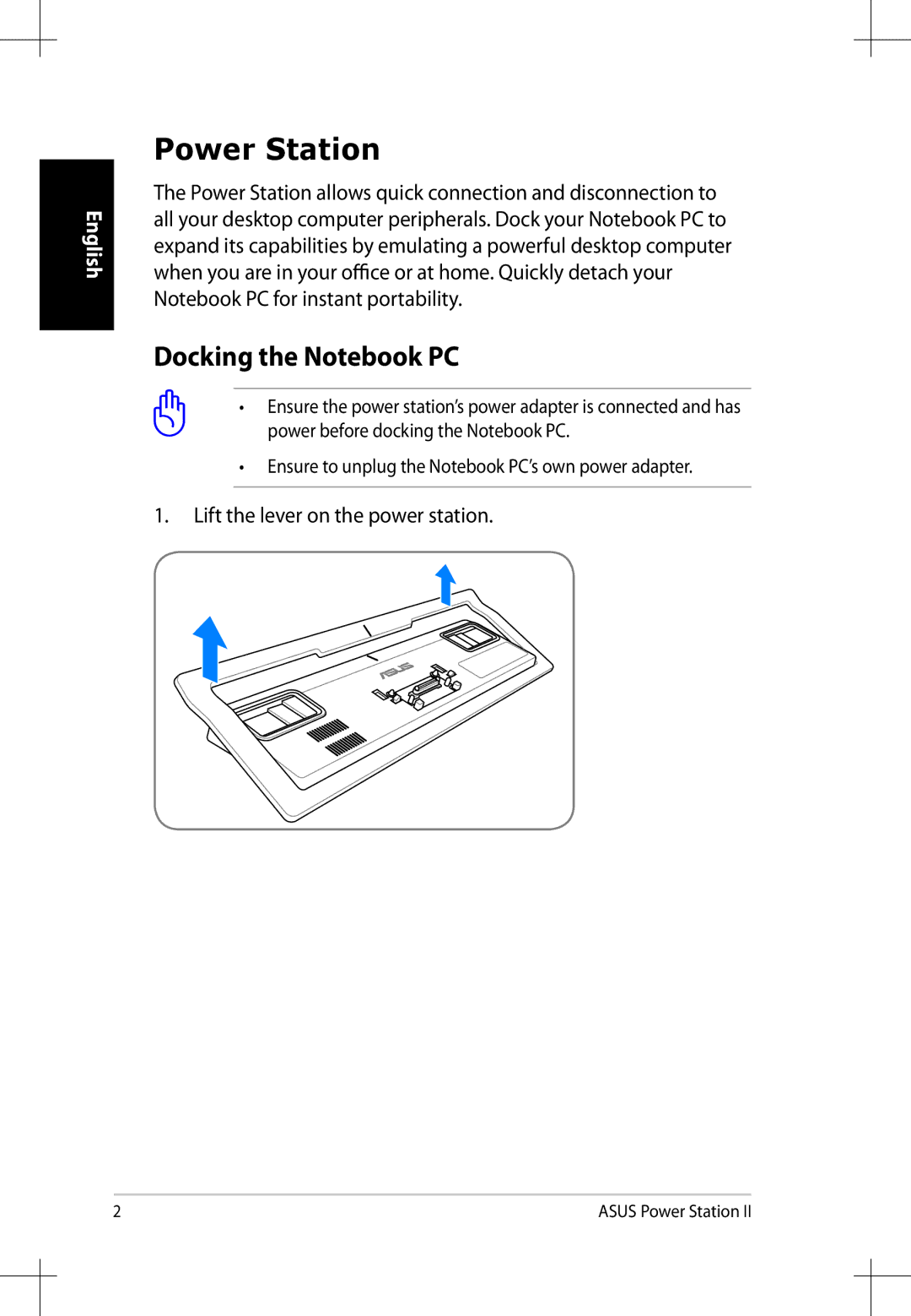 Asus E6823 user manual Power Station, Docking the Notebook PC 