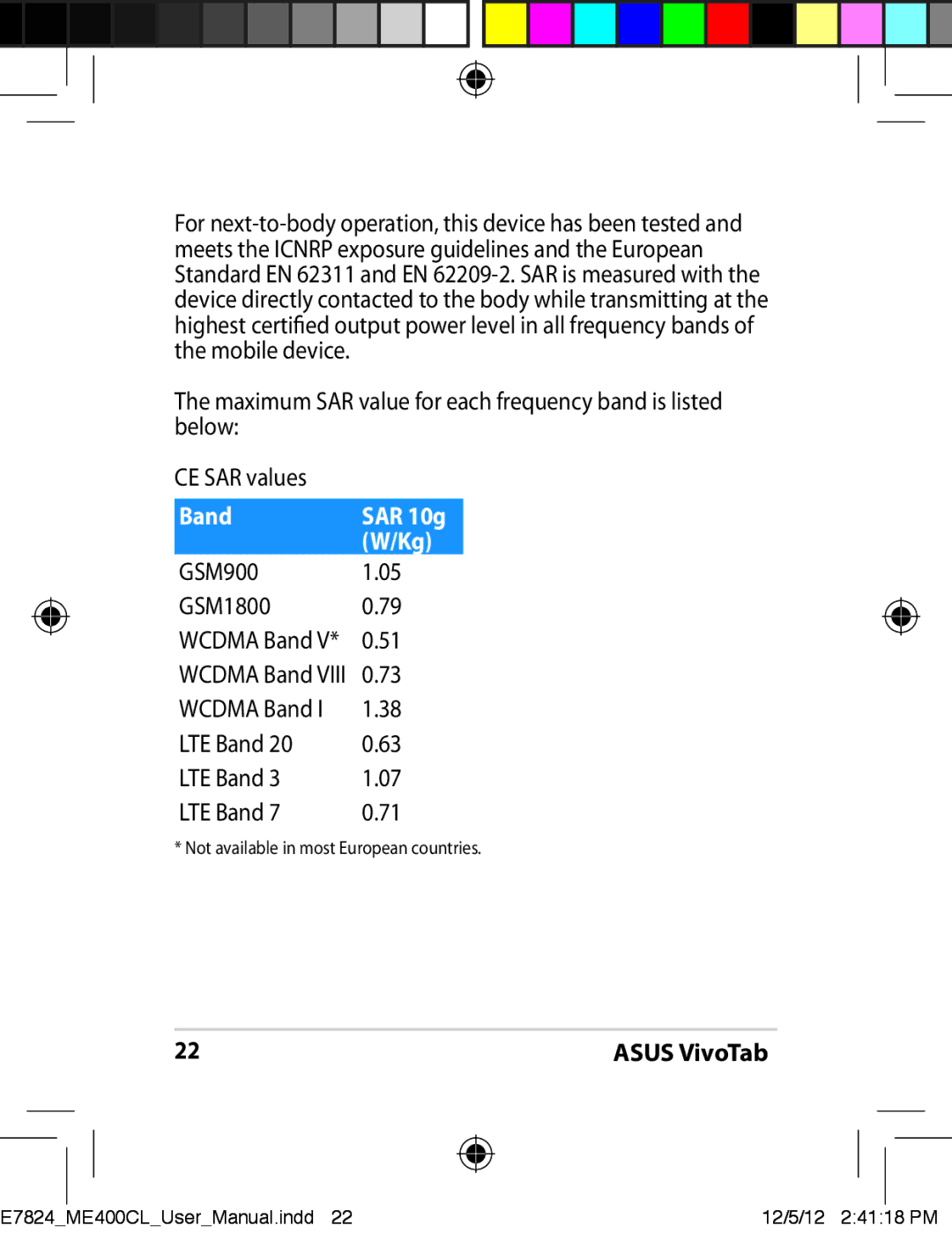 Asus ME400C-C2-BK, E7824, ME400CC1BKKIT, ME400CC1BKKT, TF810CC1GR user manual GSM900 GSM1800 