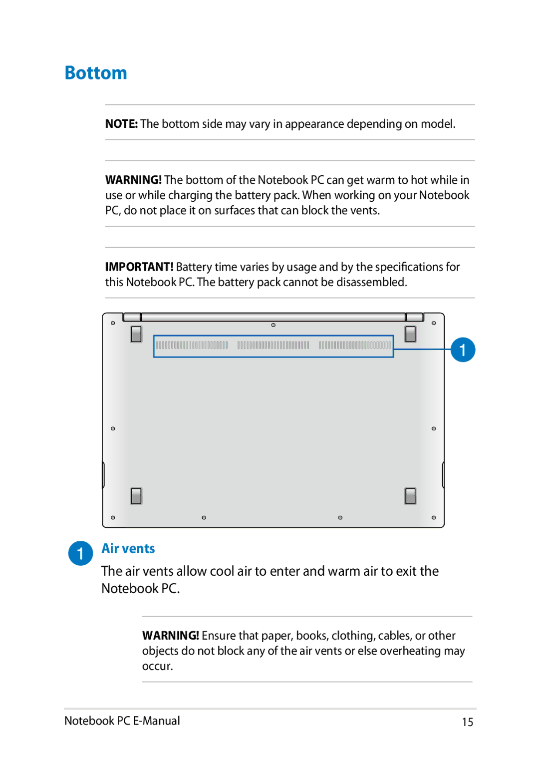 Asus E8438 manual Bottom 