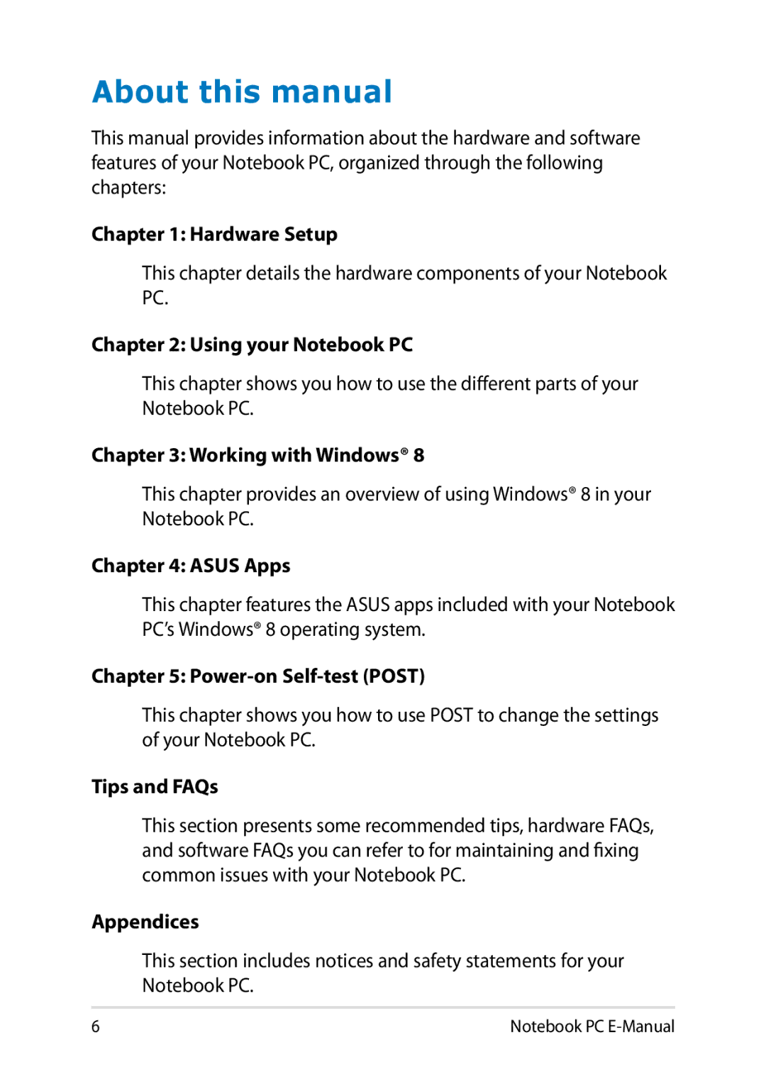 Asus E8438 About this manual 