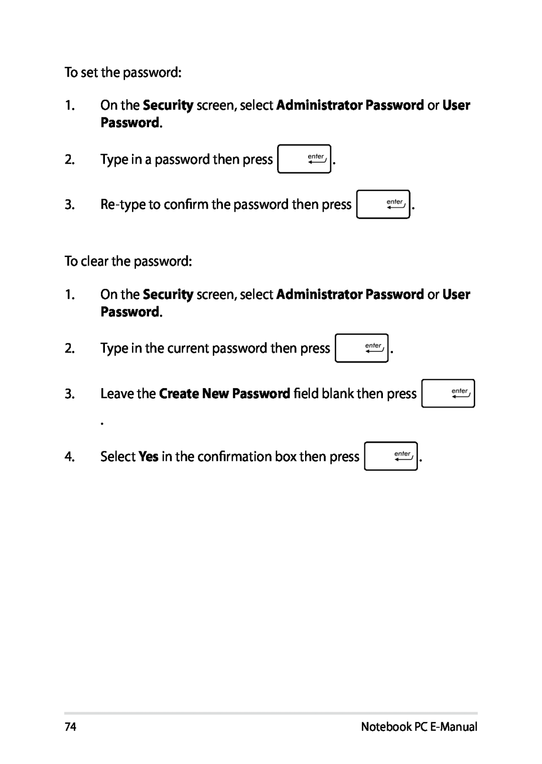 Asus E8438 manual To set the password 