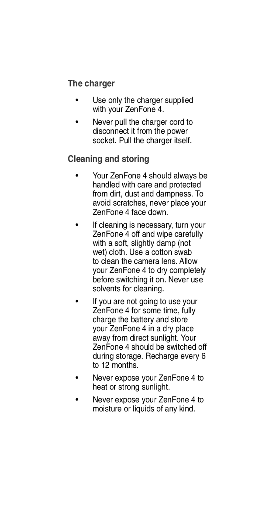 Asus E8837 user manual Charger, Cleaning and storing 