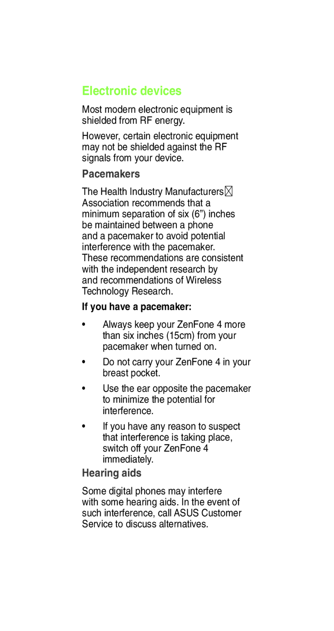 Asus E8837 user manual Electronic devices, Pacemakers, If you have a pacemaker, Hearing aids 