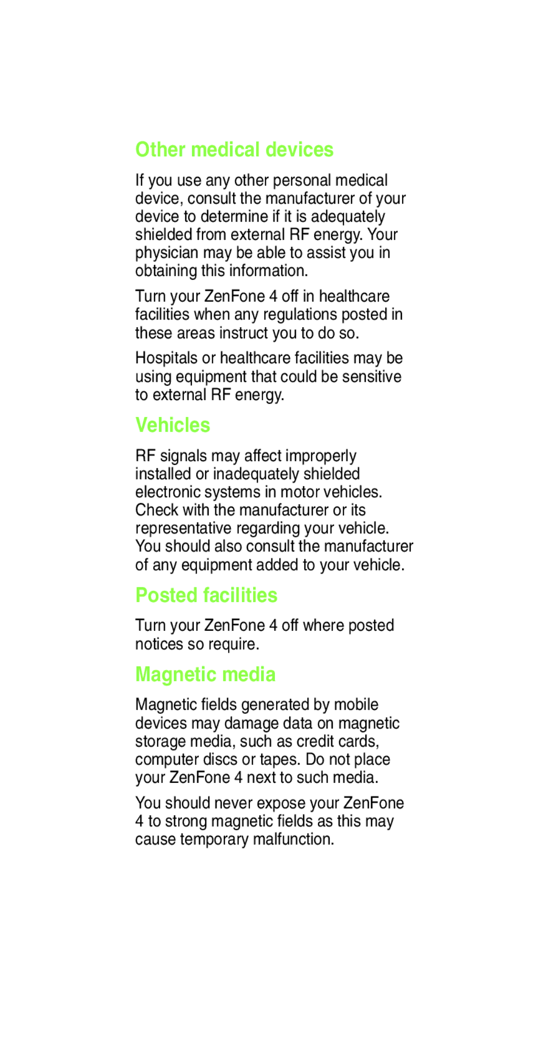 Asus E8837 user manual Other medical devices, Vehicles, Posted facilities, Magnetic media 