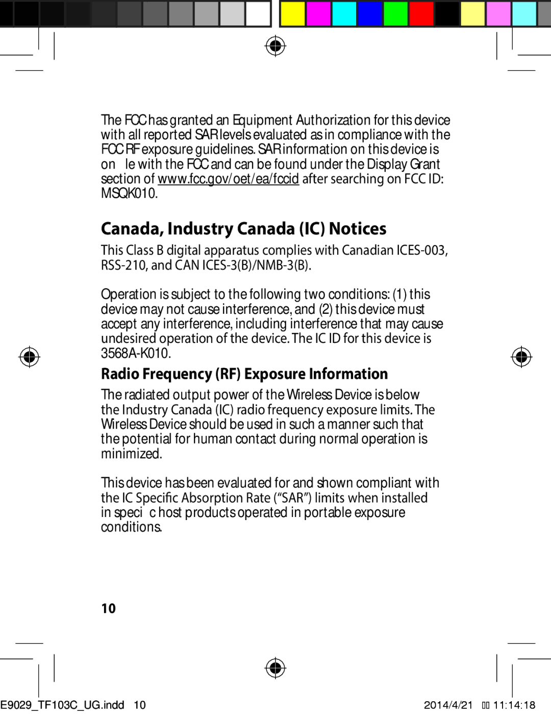 Asus E9029 manual Canada, Industry Canada IC Notices, Radio Frequency RF Exposure Information 