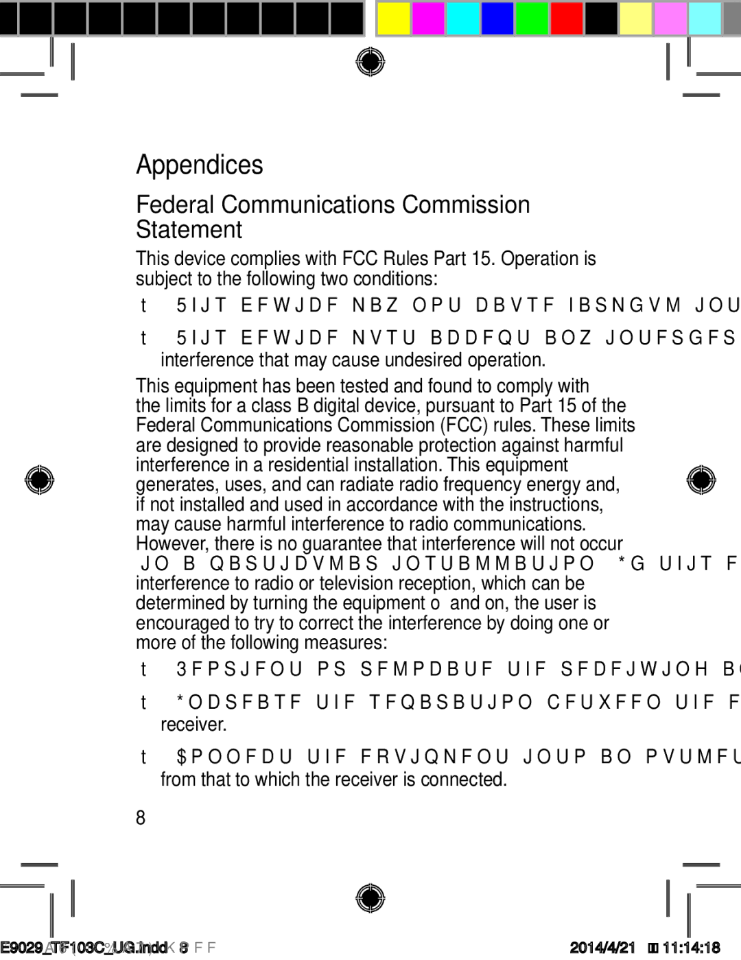 Asus E9029 manual Appendices, Federal Communications Commission Statement 