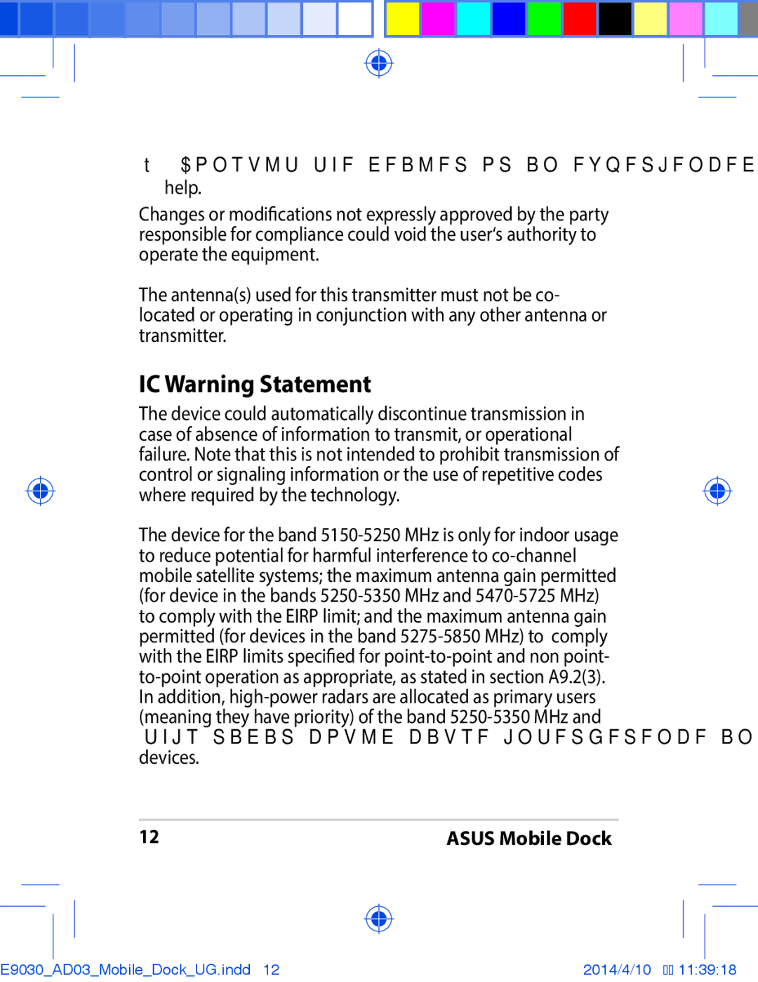 Asus E9030 manual IC Warning Statement 