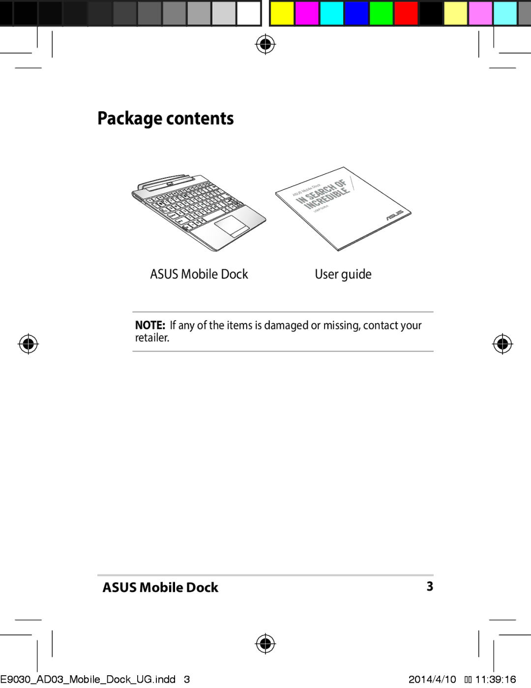 Asus E9030 manual Package contents 