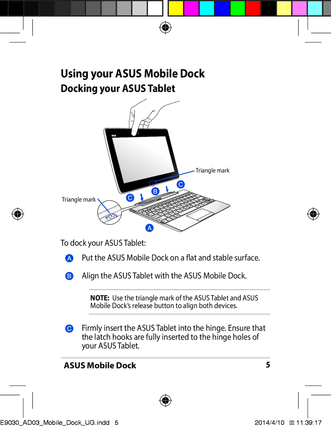 Asus E9030 manual Using your Asus Mobile Dock, Docking your Asus Tablet 