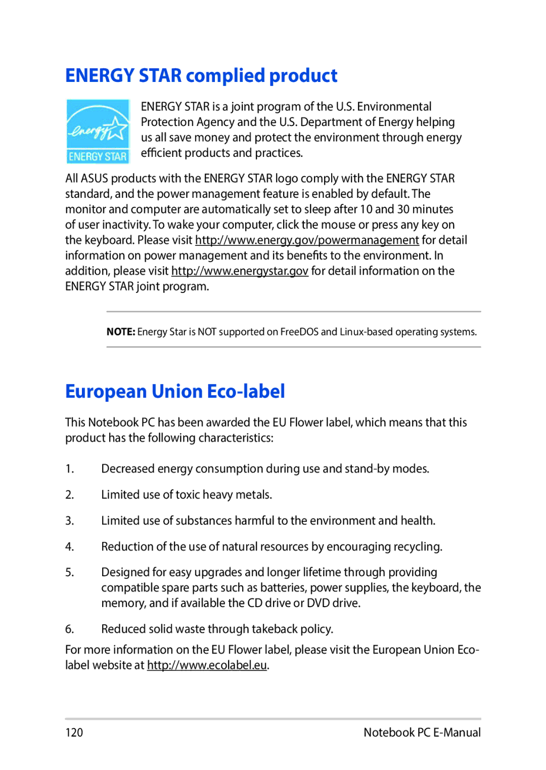 Asus E9188 manual Energy Star complied product, European Union Eco-label 