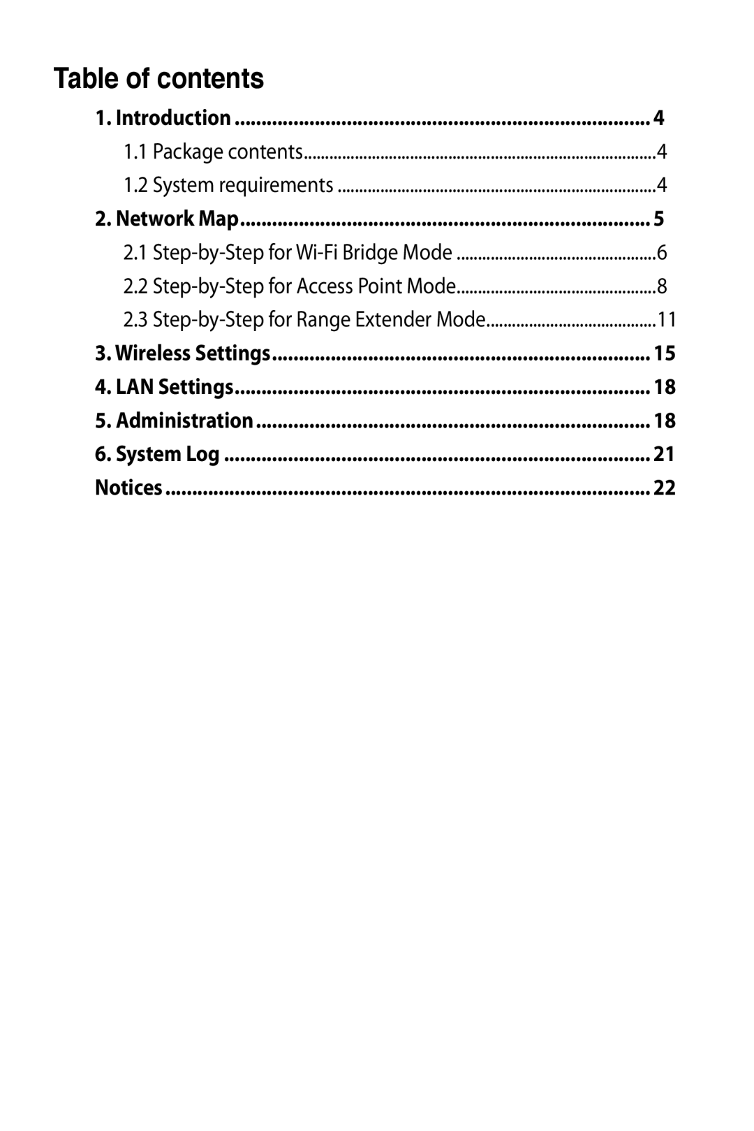 Asus EA-N66 manual Table of contents 