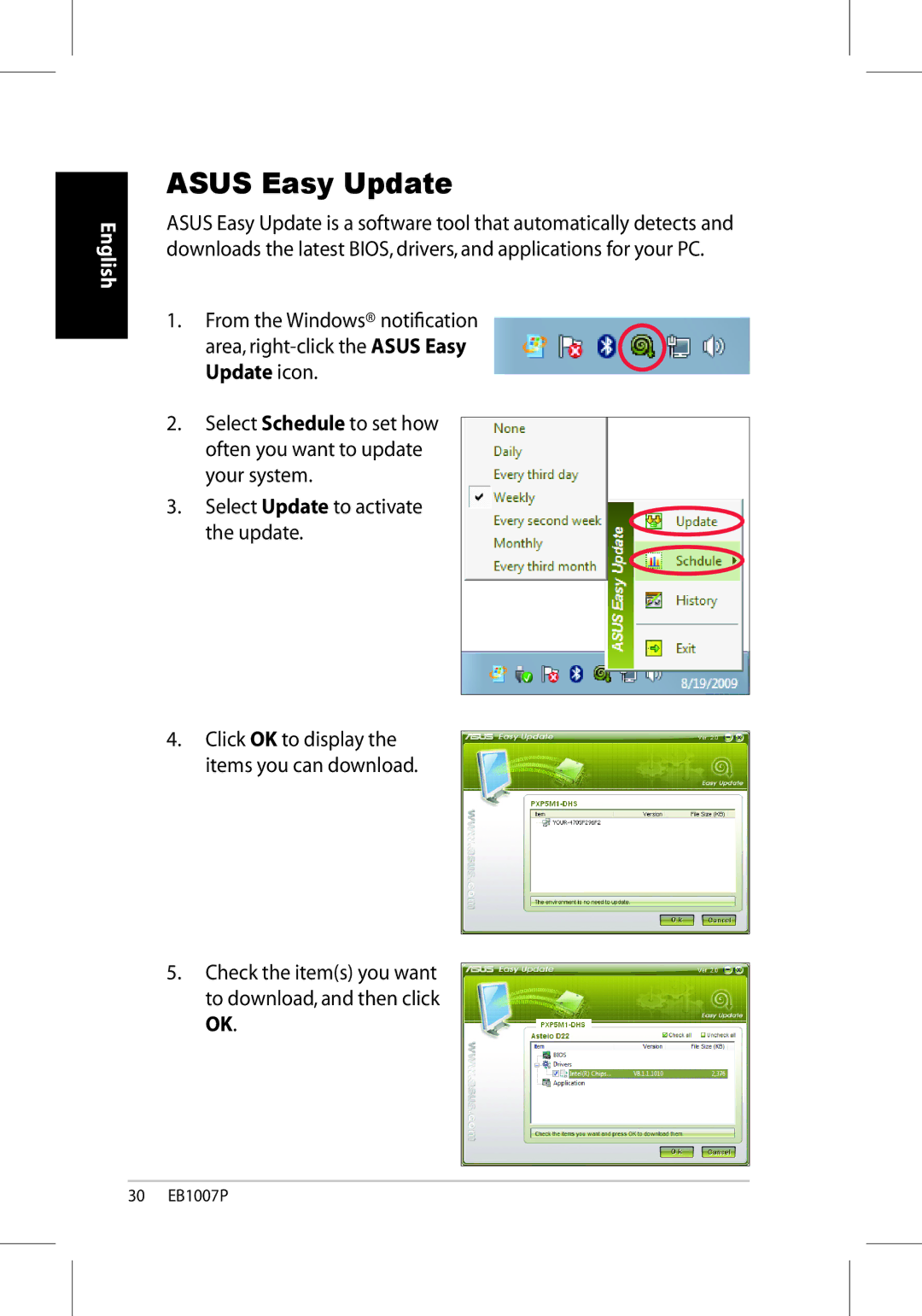 Asus EB1007P-B0040 user manual Asus Easy Update 