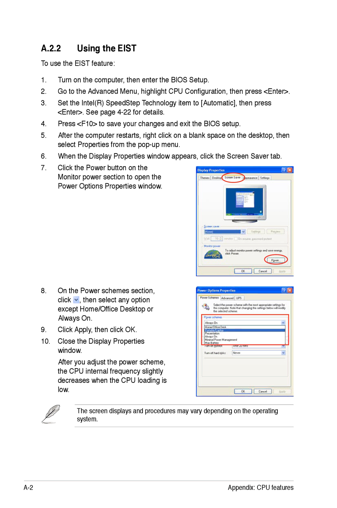 Asus EPU manual Using the Eist 