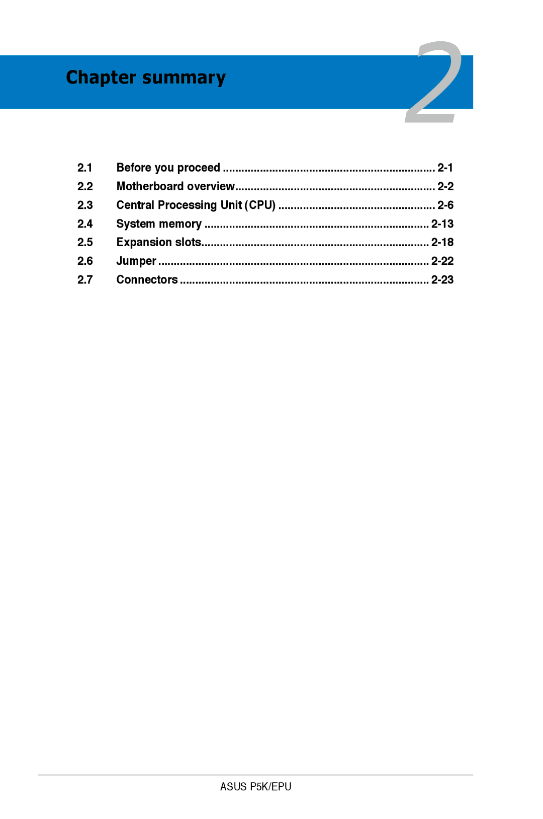 Asus EPU manual Chapter summary 