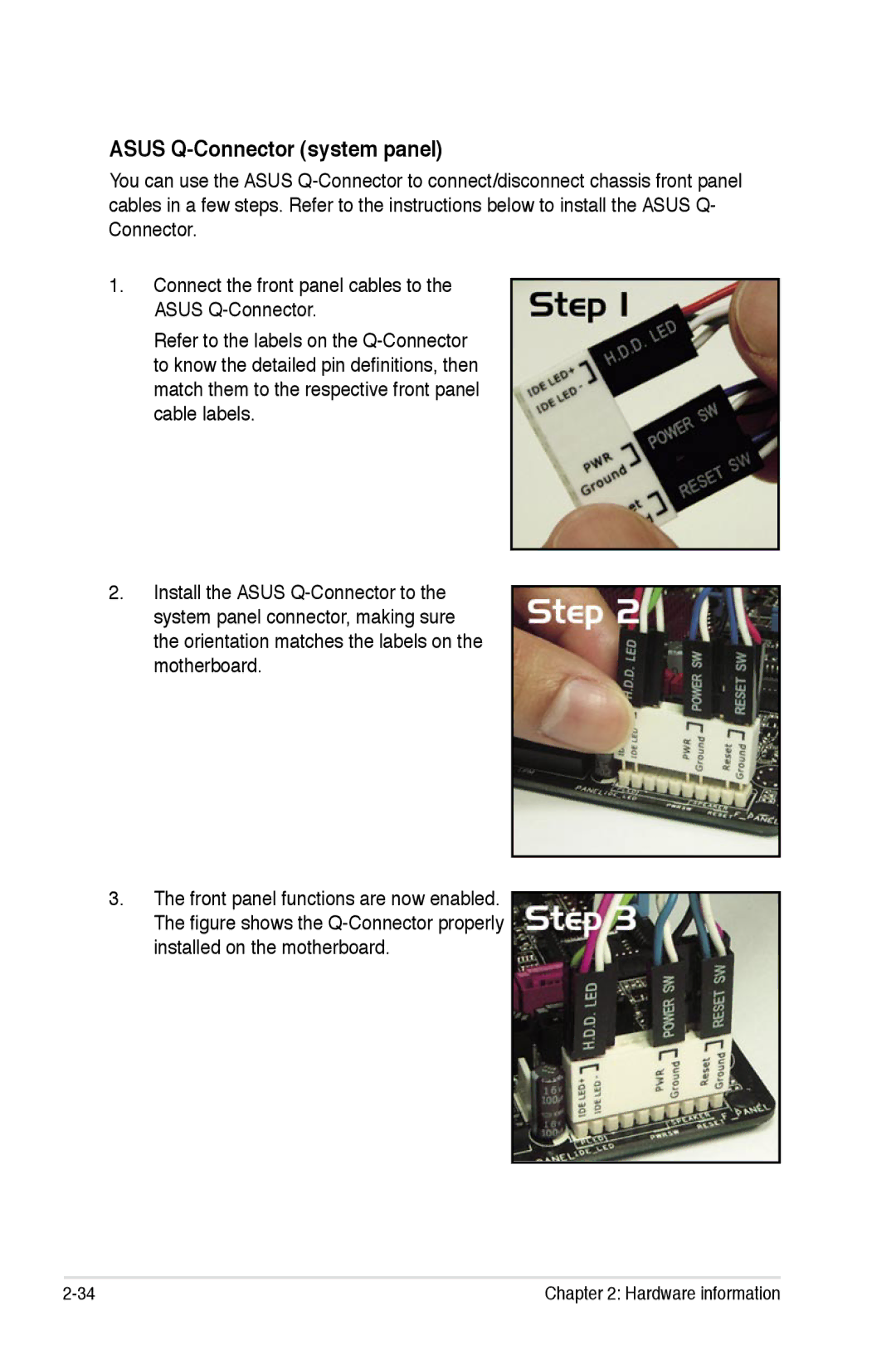 Asus EPU manual Asus Q-Connector system panel 