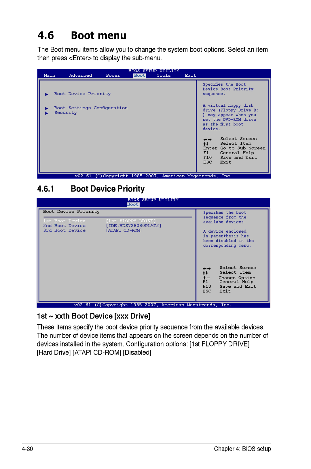 Asus EPU manual Boot menu, Boot Device Priority, 1st ~ xxth Boot Device xxx Drive 