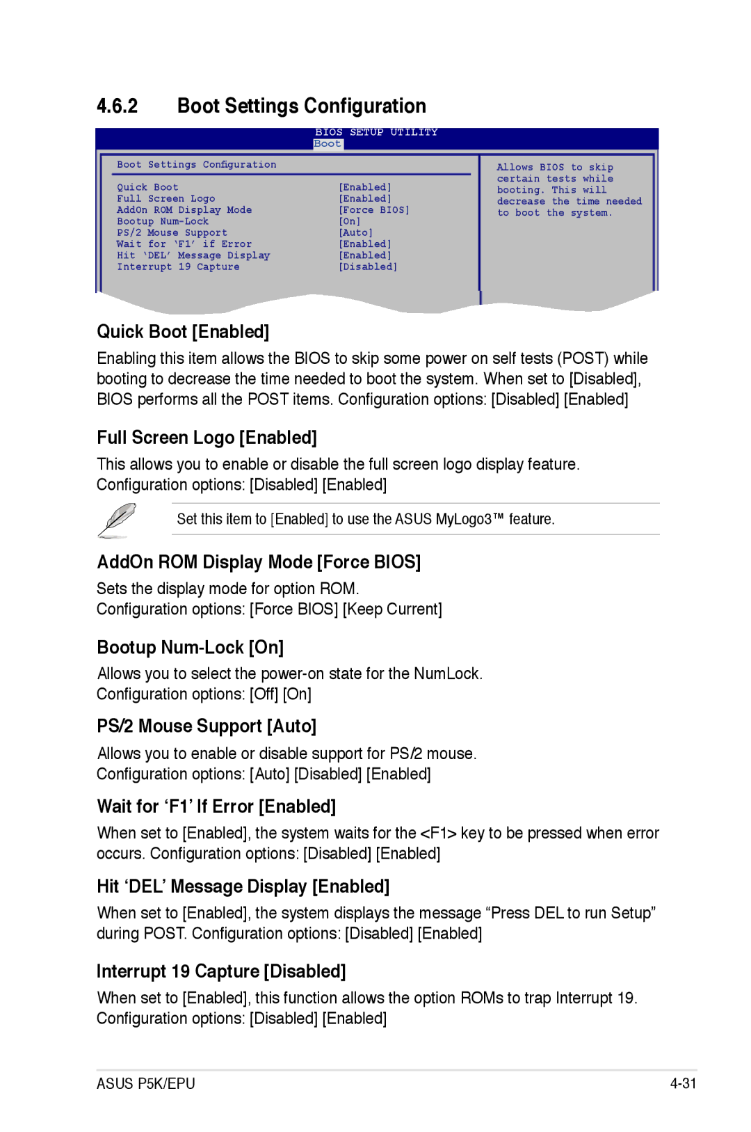 Asus EPU manual Boot Settings Configuration 