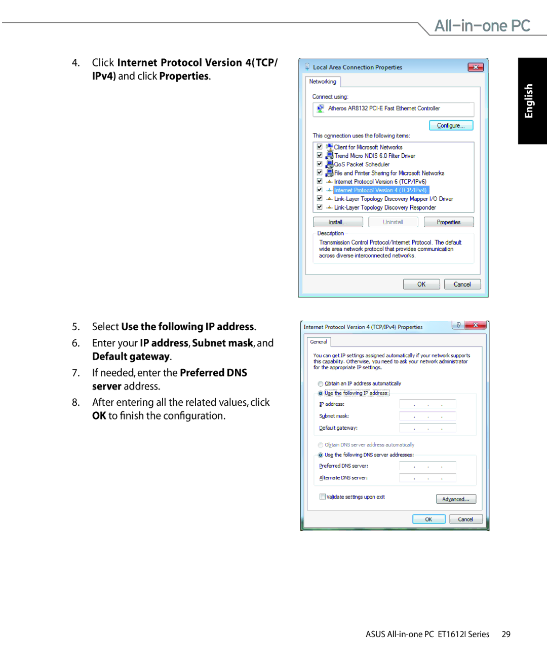 Asus ET1612IUTSB004E, ET1612IUTSB007C, ET1612IUTS-B004E user manual English 