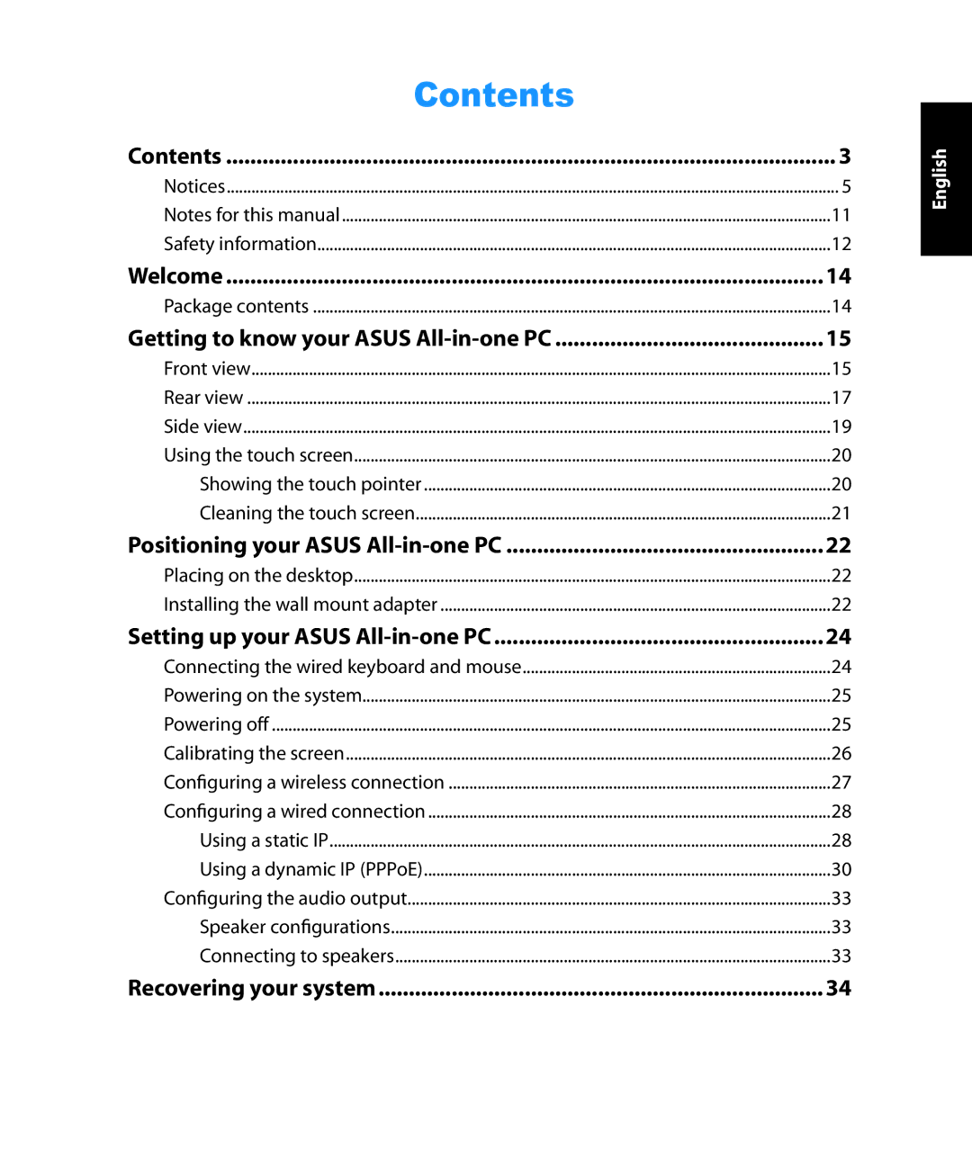 Asus ET1612IUTSB007C, ET1612IUTS-B004E, ET1612IUTSB004E user manual Contents 