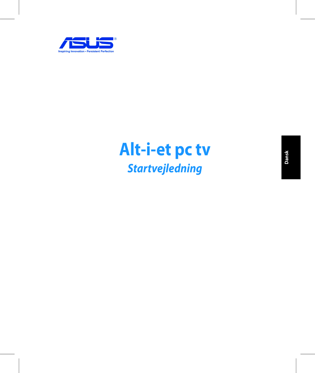 Asus ET2221IUTHB017K quick start Alt-i-et pc tv, Startvejledning 