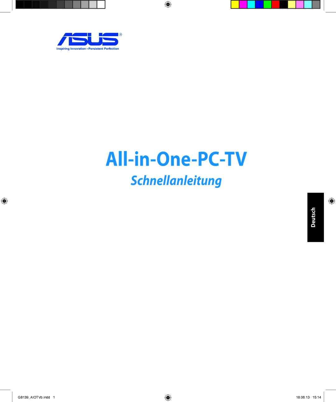 Asus ET2221IUTHB017K quick start All-in-One-PC-TV, Schnellanleitung 