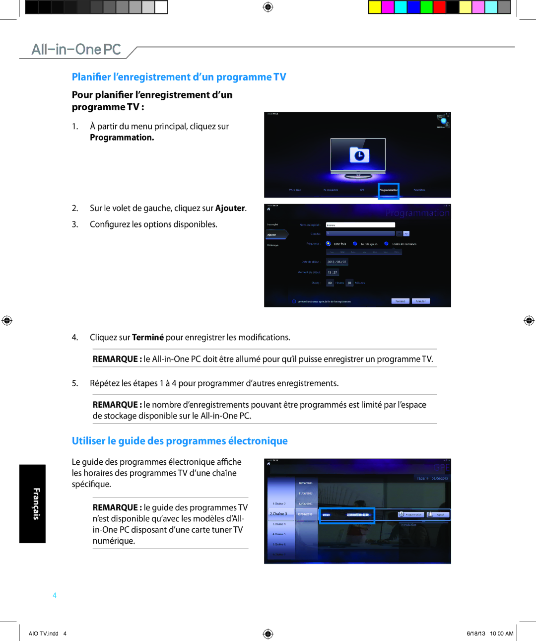 Asus ET2221IUTHB017K Planifier l’enregistrement d’un programme TV, Utiliser le guide des programmes électronique 