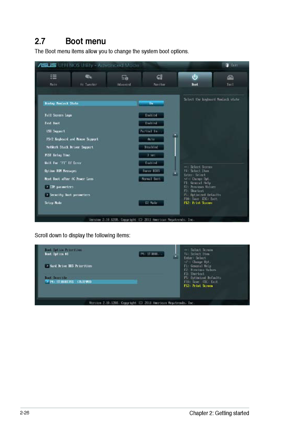 Asus F2A55-M manual Boot menu 