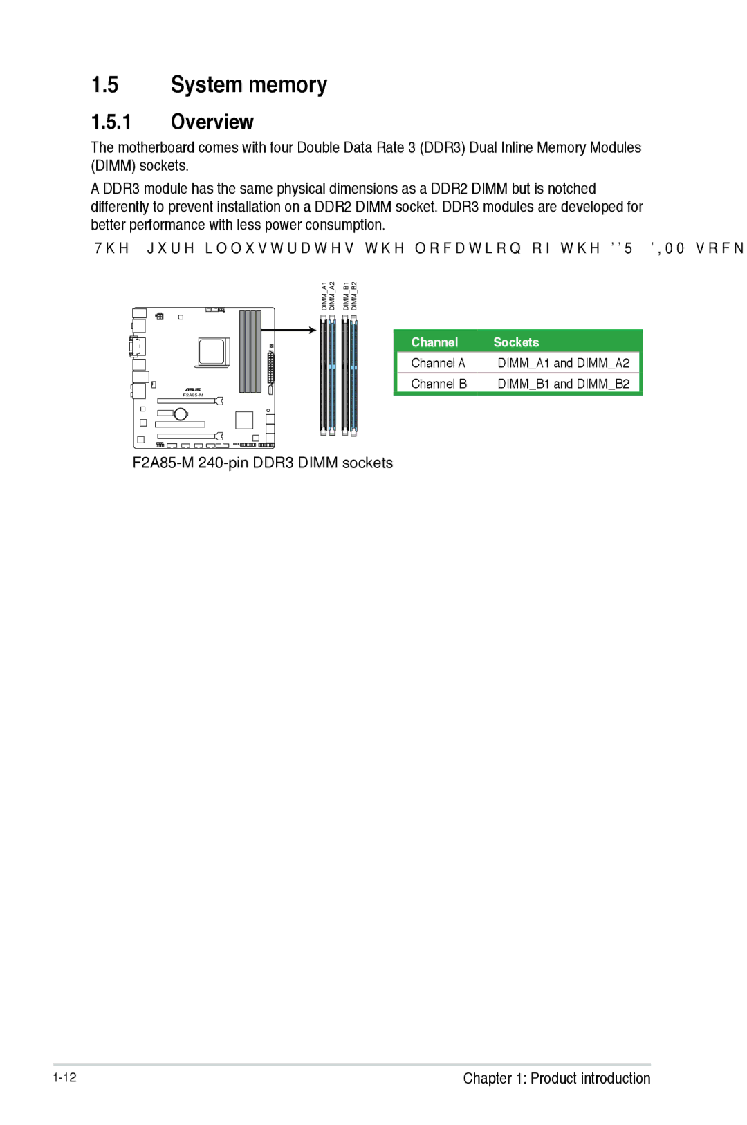 Asus manual System memory, Overview, F2A85-M 240-pin DDR3 Dimm sockets 