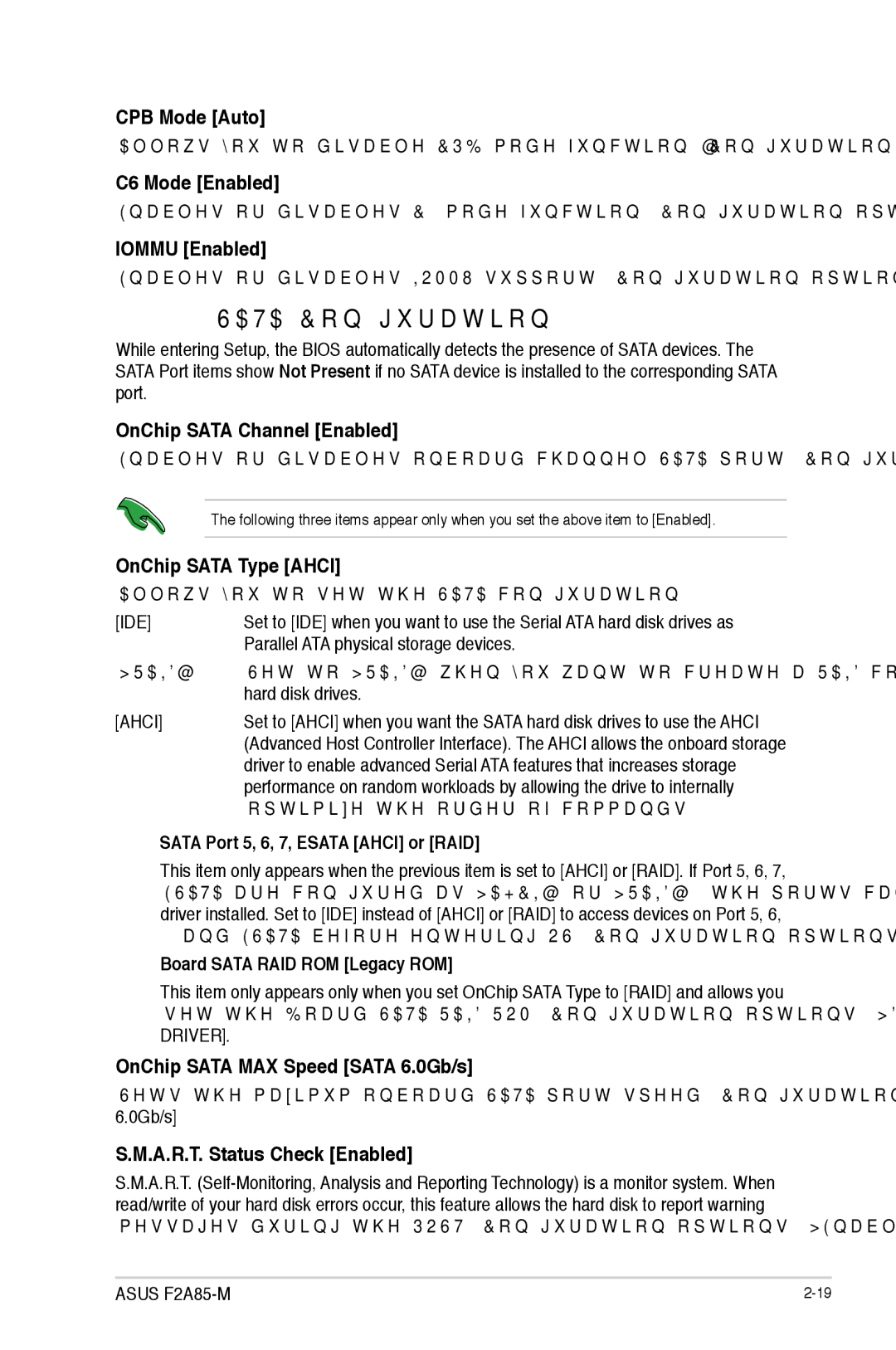 Asus F2A85-M manual Sata Configuration 