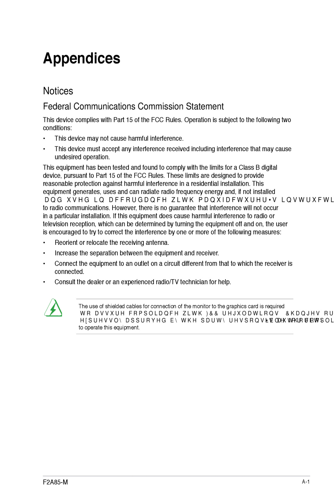 Asus F2A85-M manual Appendices, Federal Communications Commission Statement 