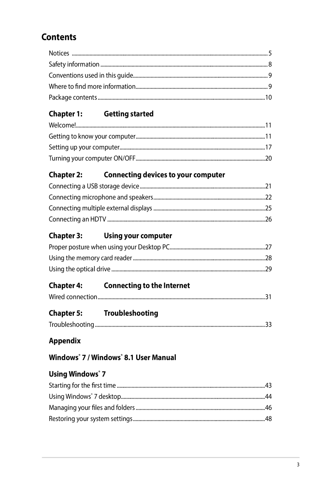 Asus G10AJ manual Contents 