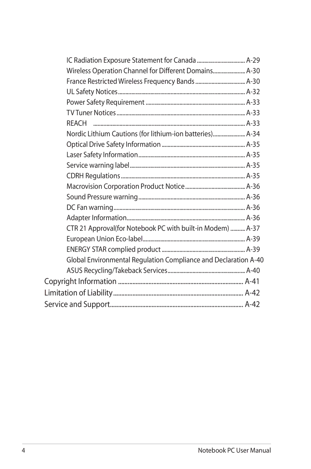 Asus G74SXDH733D user manual CTR 21 Approvalfor Notebook PC with built-in Modem 