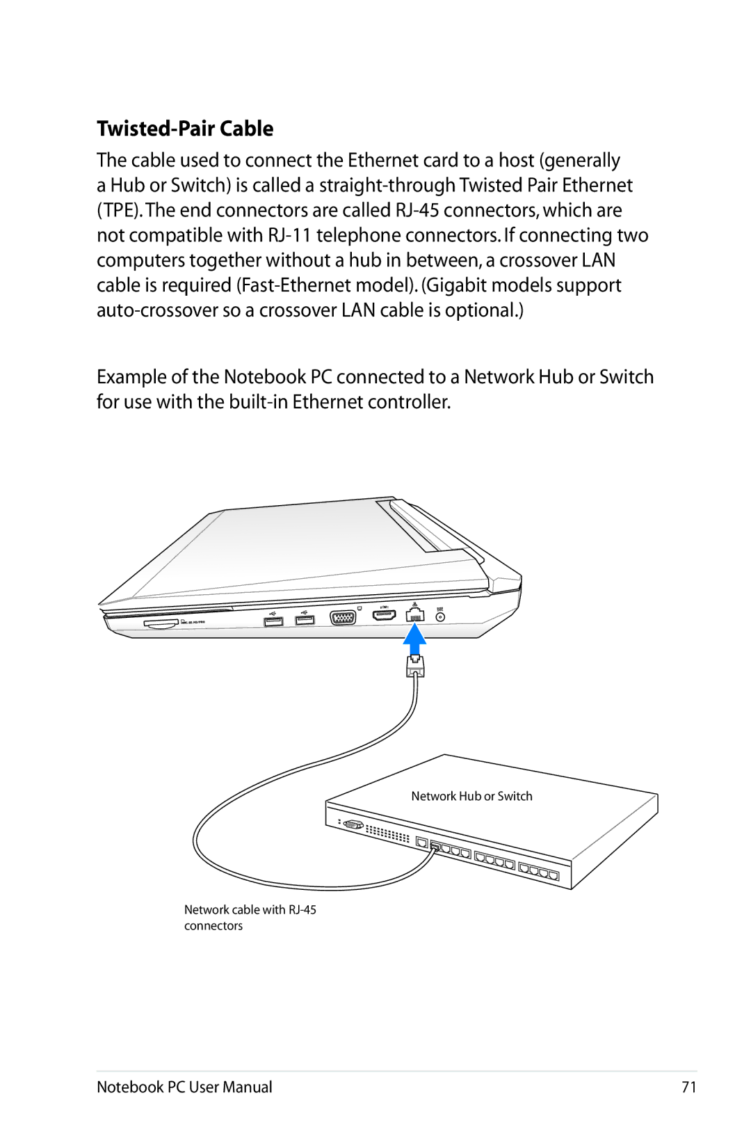 Asus G74SXDH733D user manual Twisted-Pair Cable 