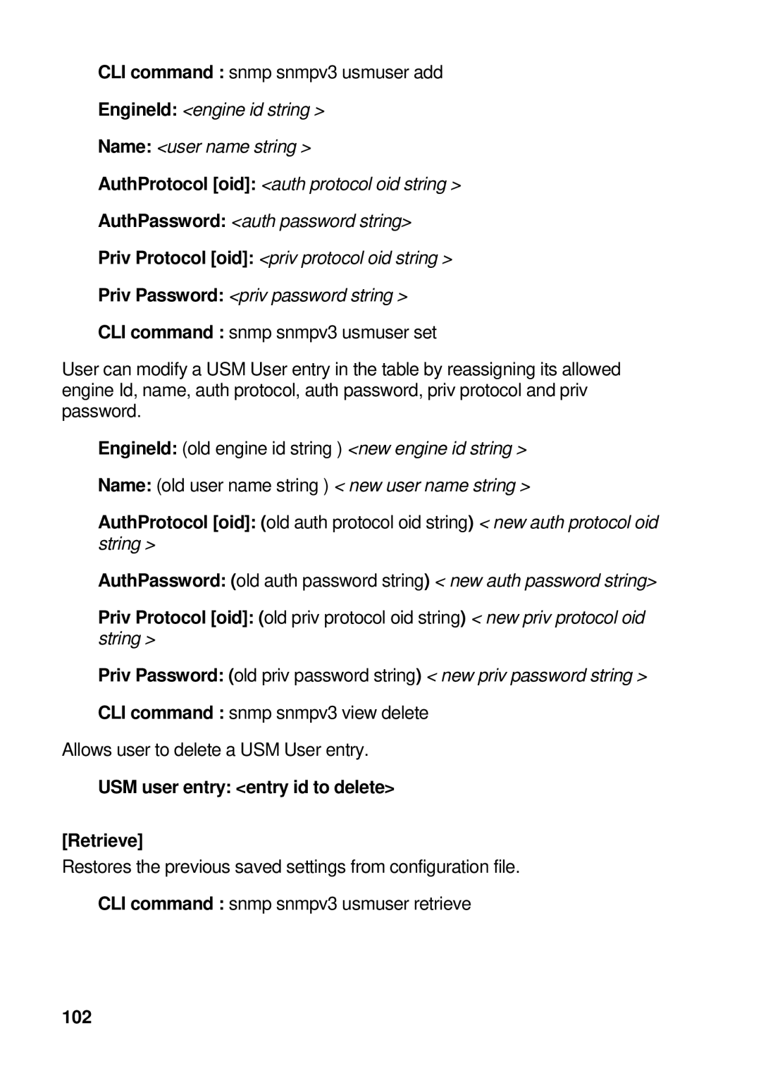 Asus GigaX manual USM user entry entry id to delete Retrieve, 102 