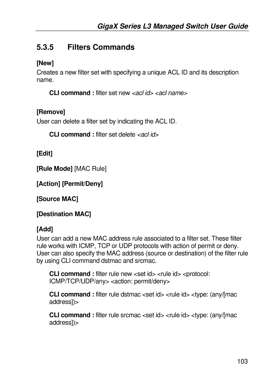 Asus GigaX manual Filters Commands, New 