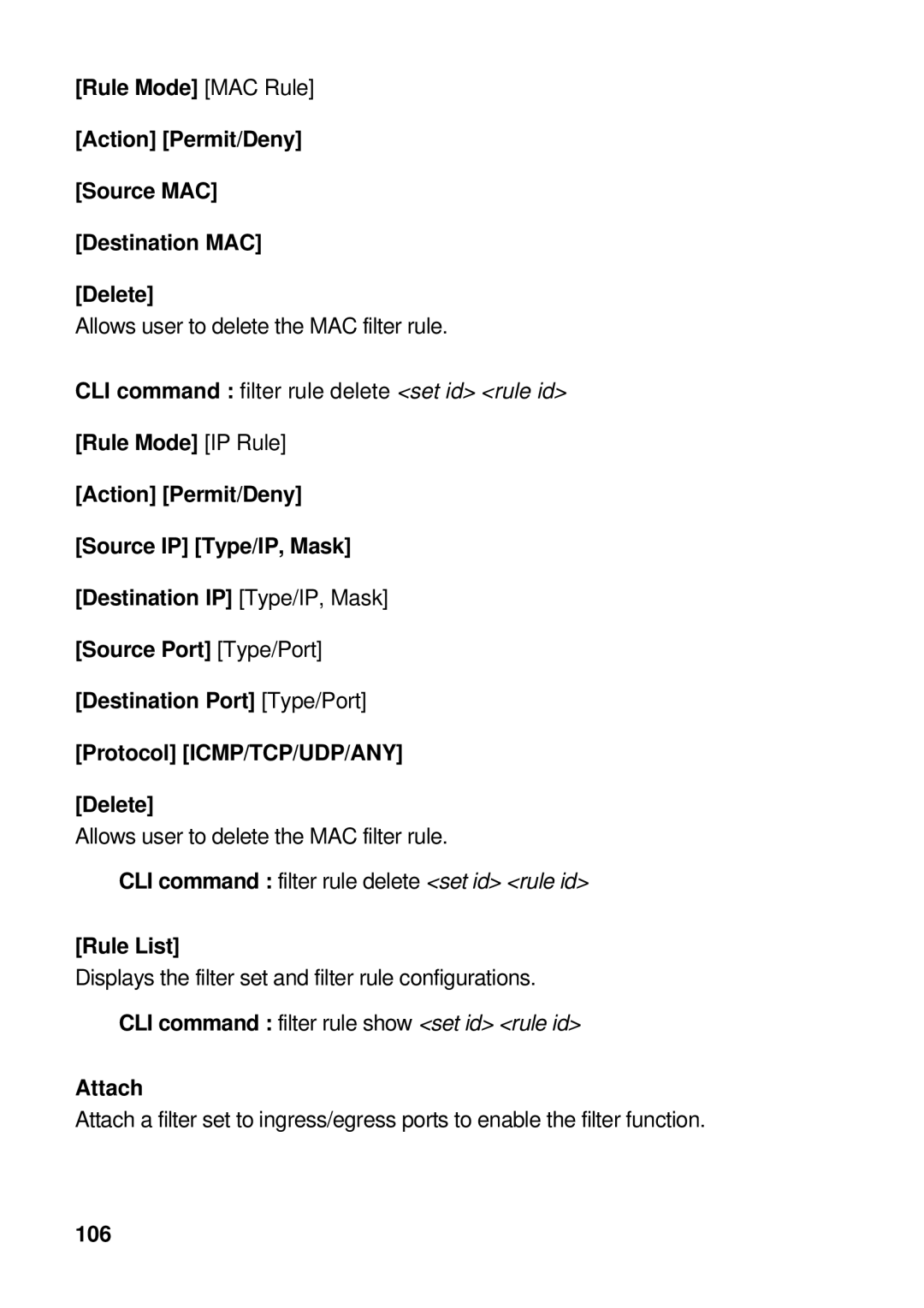 Asus GigaX manual Rule List, Attach, 106 