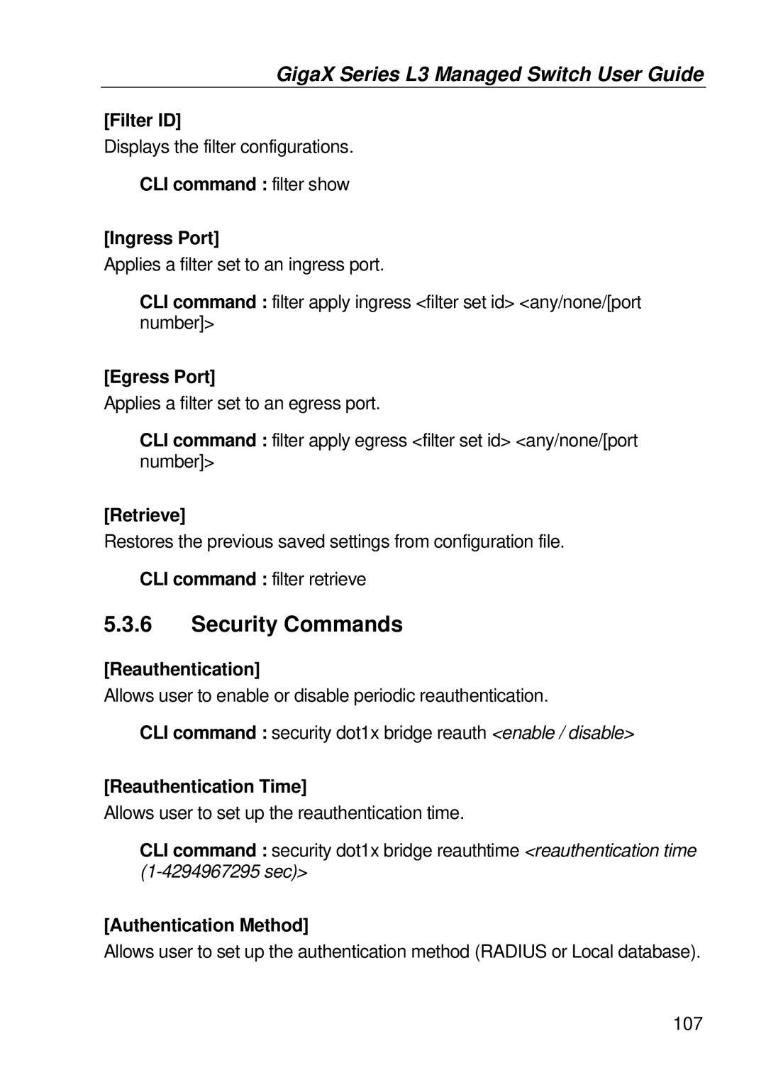 Asus GigaX manual Security Commands 