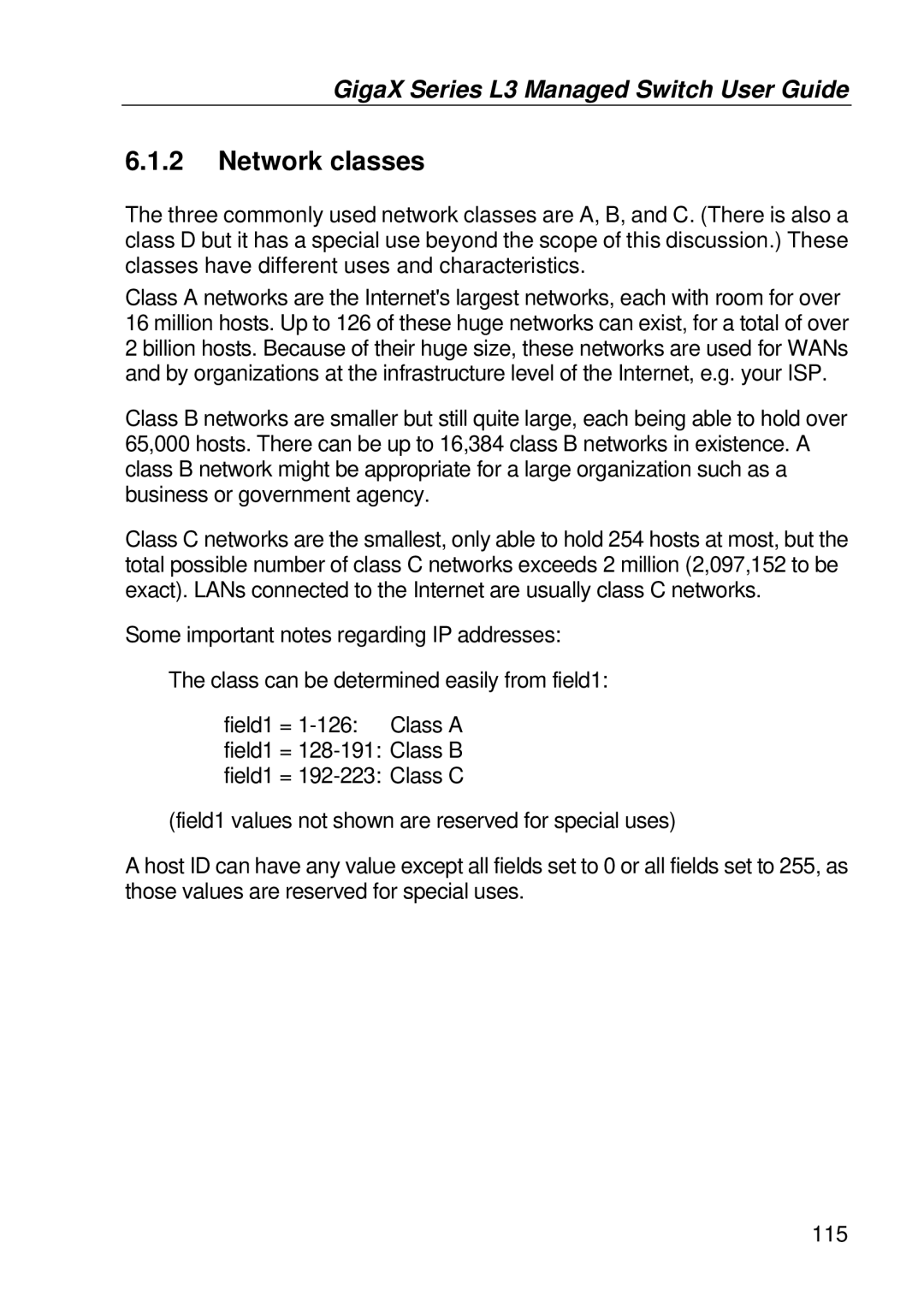 Asus GigaX manual Network classes 