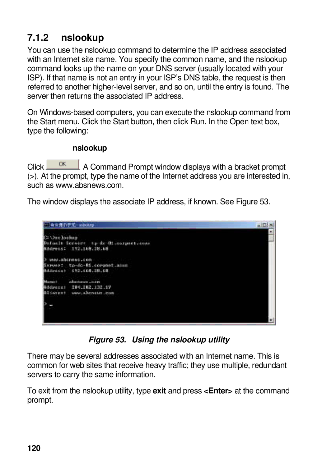 Asus GigaX manual Nslookup, 120 