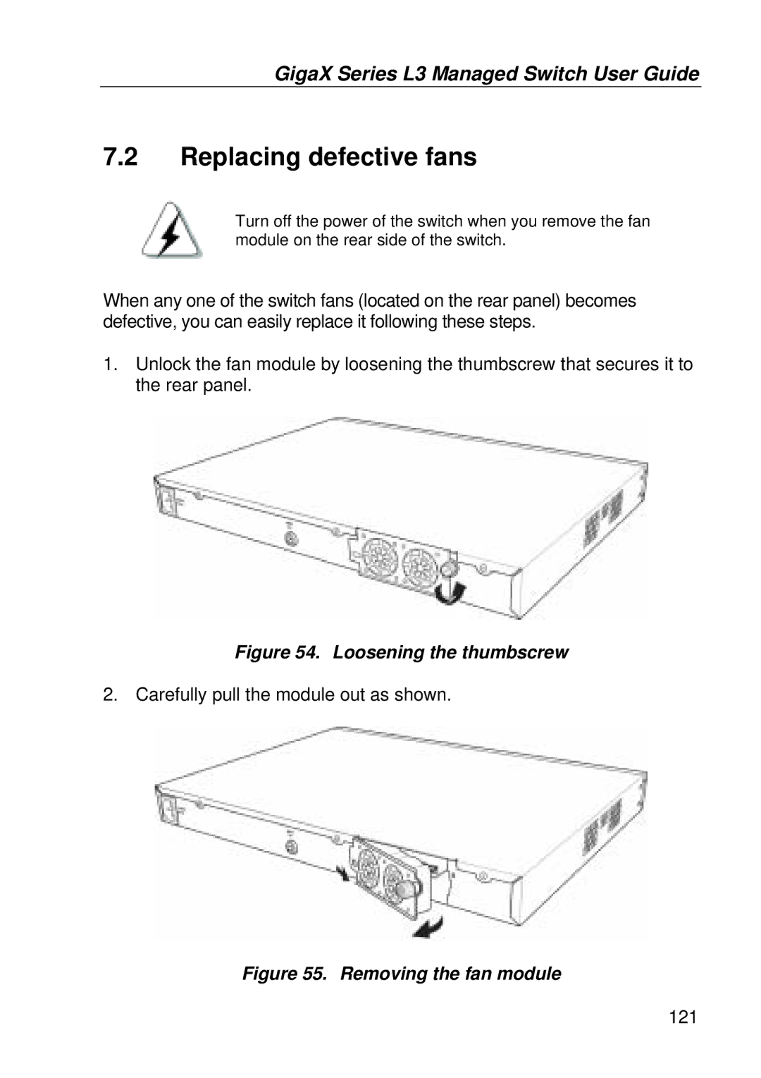 Asus GigaX manual Replacing defective fans, Loosening the thumbscrew 