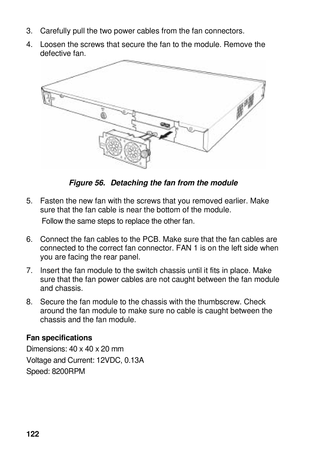 Asus GigaX manual Fan specifications, 122 