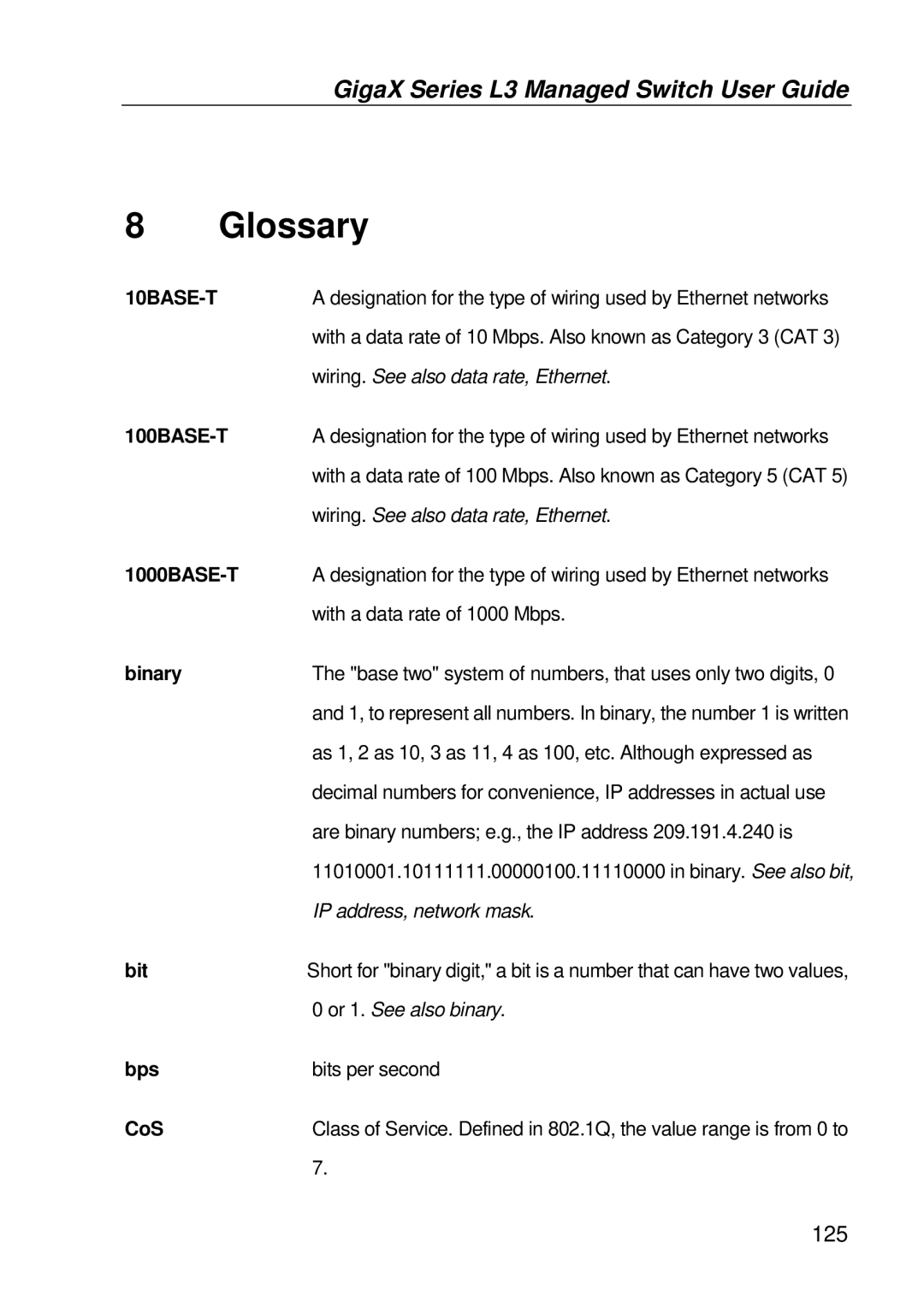 Asus GigaX manual Glossary, 10BASE-T 