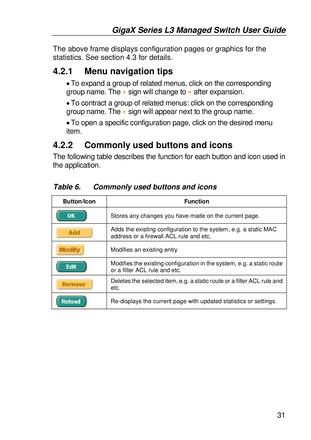 Asus GigaX manual Menu navigation tips, Commonly used buttons and icons 