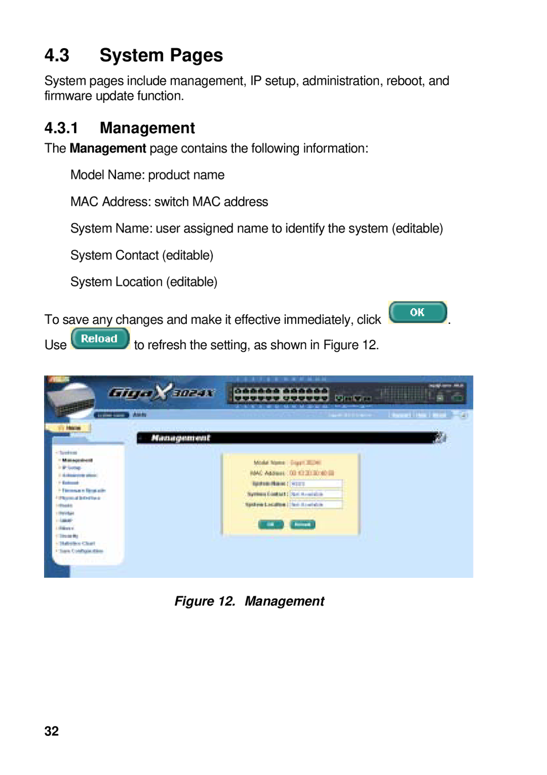 Asus GigaX manual System Pages, Management 