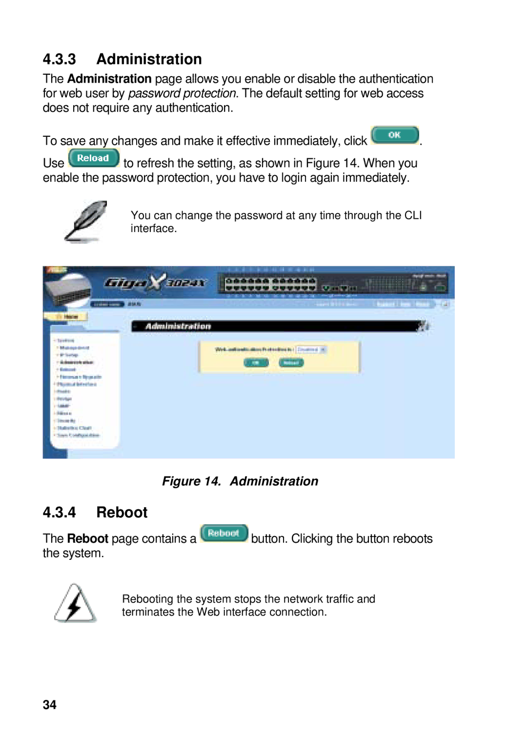 Asus GigaX manual Administration, Reboot 