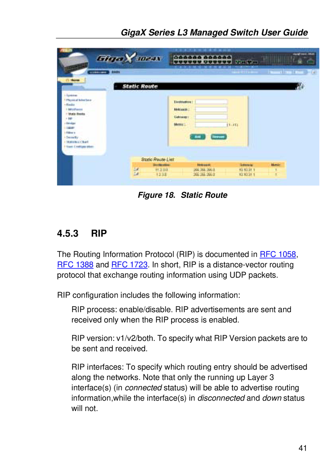 Asus GigaX manual 3 RIP, Static Route 