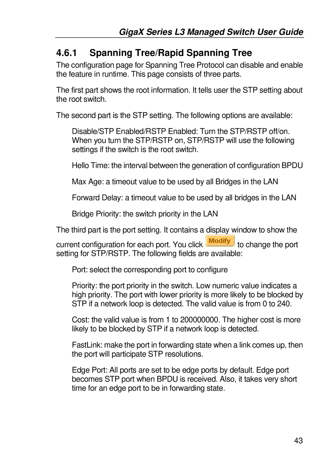 Asus GigaX manual Spanning Tree/Rapid Spanning Tree 