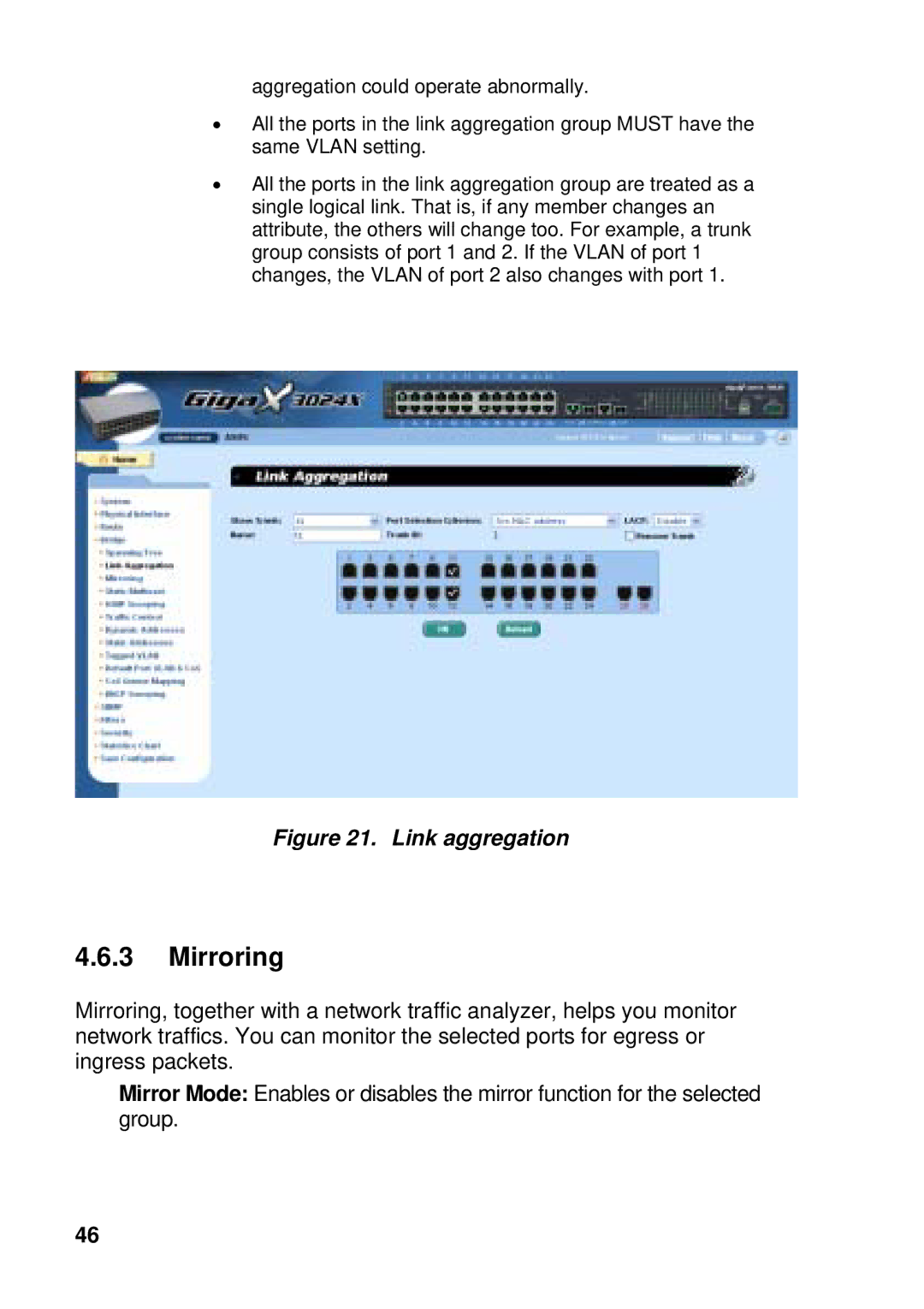 Asus GigaX manual Mirroring, Link aggregation 